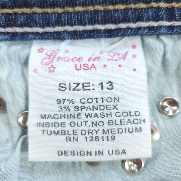 Grace in LA Capri Button Zip Denim Medium Wash Jeans Womens Size 13 Blue - Picture 8 of 9